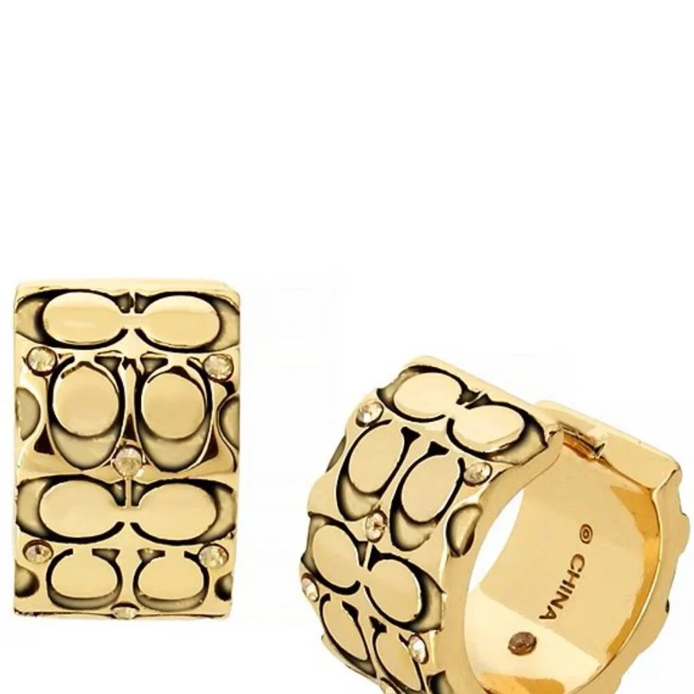 COACH Quilted C Huggie Earrings - Picture 2 of 6